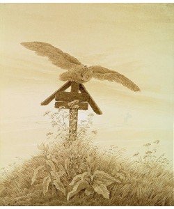 Caspar David Friedrich, Eule auf Grabkreuz. 1836/1837.