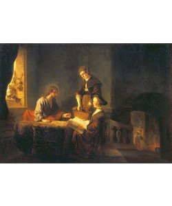 Rembrandt van Rijn (Werkstatt), Christus bei Maria und Martha