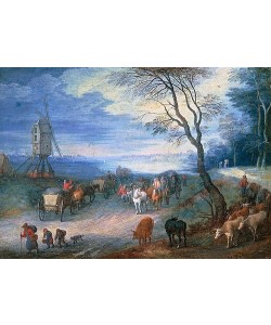 Jan (Nachfolger) Brueghel d.Ä., Landschaft mit Windmühle