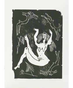 Reuber Werner Hasenreigen (Holzschnitt, handsigniert)