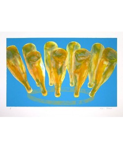 Richter Melanie Flaschentrockner I (blau) Übermalt (Acyl auf Siebdruck, handsigniert, nummeriert)