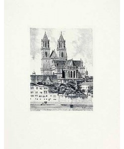 Bruck  Magdeburg, Dom (hoch) (Radierung, s/w)