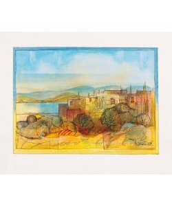 Rade Ernst-Peter Mediterane Uferstimmung (50) (Acryl auf Bütten, handsigniert, Unikat)