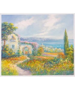 Picard Jean Claude Haus mit Seeblick (Öl auf Leinwand)