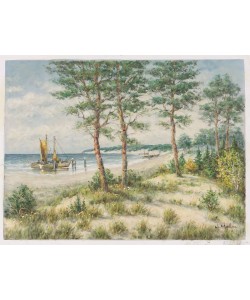 Hahn Willi Segelboote am Strand (Öl auf Leinwand)