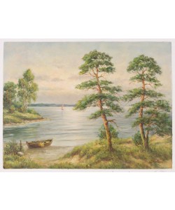 Hahn Willi Segelboot in der Abendsonne (Öl auf Leinwand)