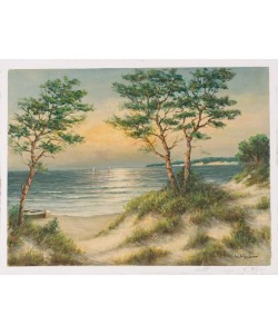 Hahn Willi Segelboote im Abendlicht I (Öl auf Leinwand)
