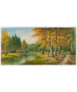 Hahn Willi Fluss durch den Wald II (Öl auf Leinwand)