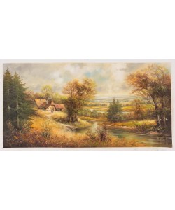Leupen Jan van der Gehöft am Fluss (Öl auf Leinwand)