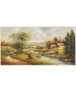Leupen Jan van der Holzhütten am Bach (Öl auf Leinwand)