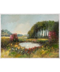 Lenaers Jef Blumenwiese Waldstück (Öl auf Leinwand)