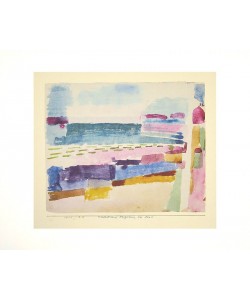 Klee Paul Badestrand St. Germain bei Tunis, 1914 (6-8 Farben Faksimilie Druck auf 270g Rives-Bütten)