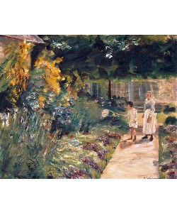 Max Liebermann, Die Enkelin des Künstlers mit ihrem Kindermädchen im Garten des Landhauses in Wannsee. 1923