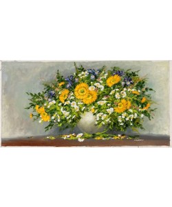 Platen Kurt Blumenbouquet mit Iris und Gerbera (Öl auf Leinwand)
