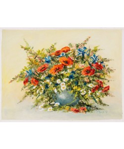 Platen Kurt Blumenbouquet mit Iris und Mohn (Öl auf Leinwand)