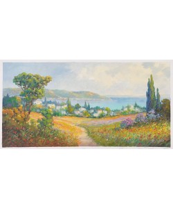 Picard Jean Claude Blühende Felder mit Stadt (Öl auf Leinwand)