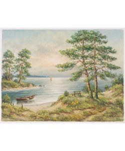 Hahn Willi Ein letztes Segelboot im Wasser (Öl auf Leinwand)