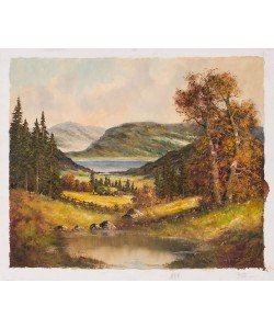 Frühmesser Josef Heuernte im Abendlicht (Öl auf Leinwand)