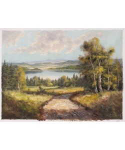 Frühmesser Josef Blick auf den See (Öl auf Leinwand)