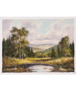 Frühmesser Josef See am Waldrand (Öl auf Leinwand)