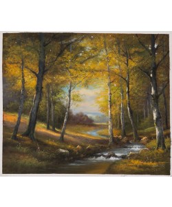 Sandner Peter Birkenwald mit Bachlauf (Öl auf Leinwand)