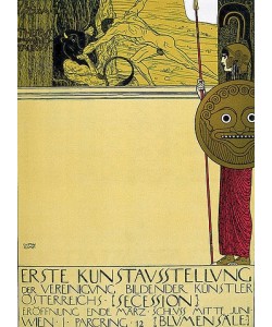 Gustav Klimt, ""Plakat für die 1. Sezessions-Ausstellung (unzensuriert), in """"die Fläche"""", 1898.""""