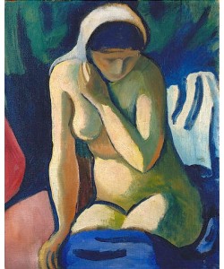 August Macke, Nacktes Mädchen mit Kopftuch. 1910.