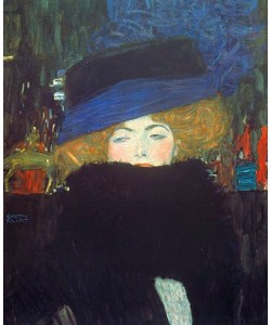 Gustav Klimt, Bildnis einer Frau mit Hut und Federboa. 1909.