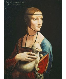 Leonardo da Vinci, Die Dame mit dem Hermelin (Porträt der Cecilia Gallerani). Um 1490