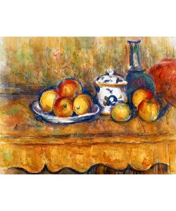 Paul Cézanne, Stilleben mit blauer Flasche und Zuckerdose.