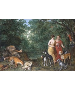 JAN BRUEGHEL DER ÄLTERE, Dianas Nymphen nach der Jagd.