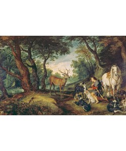 JAN BRUEGHEL DER ÄLTERE, Der heilige Hubertus.
