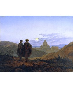Carl Gustav Carus, Erinnerung an Rom (Blick auf die Peterskirche in Rom. Im Vordergrund Raffael und Michelangelo). 1839