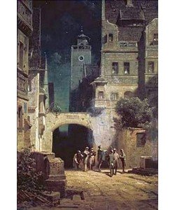 Carl Spitzweg, Ständchen im Mondschein.