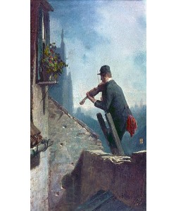 Carl Spitzweg, Ständchen (Geiger auf dem Dach). Um 1854