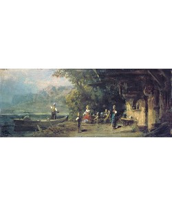 Carl Spitzweg, Wirtshaus am See.