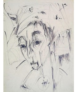 Ernst Ludwig Kirchner, Bildnis Erna mit Hut. 1917.