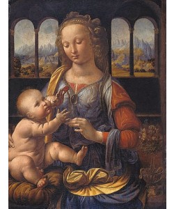 Leonardo da Vinci, Maria mit dem Kinde (mit der Nelke). Um 1473.