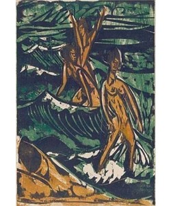 Ernst Ludwig Kirchner, Drei Badende in den Wellen. 1913.