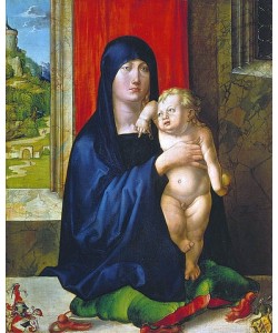 Albrecht Dürer, Maria mit dem Kind am Fenster (Madonna der Familie Haller). Um 1498