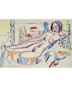 Ernst Ludwig Kirchner, Liegender weiblicher Akt auf einer Ottomane. 1924