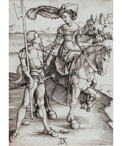 Albrecht Dürer, Das Fräulein zu Pferd und der Landsknecht. Um 1497