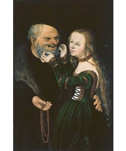 LUCAS CRANACH Der Ältere, Das ungleiche Paar (Der verliebte Alte). Um 1530