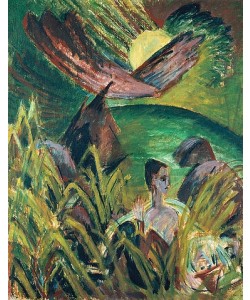 Ernst Ludwig Kirchner, Mondaufgang auf Fehmarn. 1914