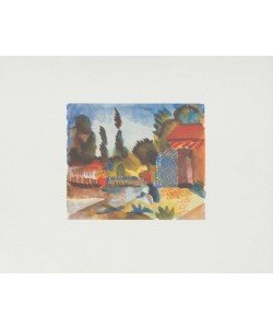 Macke August Mit sitzendem Araber (1914) (Frequenzmodulierte Rastertechnik, Bütten)