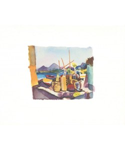 Macke August Landschaft bei Hammamet (1914) (Frequenzmodulierte Rastertechnik, Bütten)