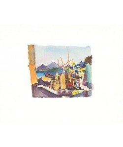 Macke August Landschaft bei Hammamet (1914) (Frequenzmodulierte Rastertechnik, Bütten)