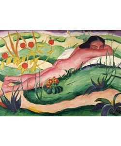 Franz Marc, Liegender Akt in Blumen. 1910