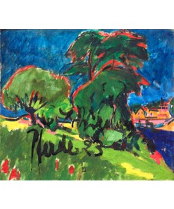 Ernst Ludwig Kirchner, Landschaft (Rückseite von 'Drei Pferde'). Um 1923