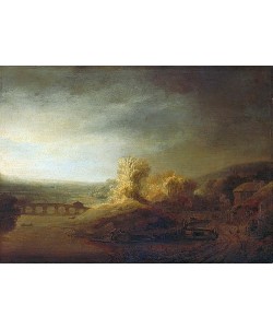 Rembrandt van Rijn, Landschaft mit langer Bogenbrücke.